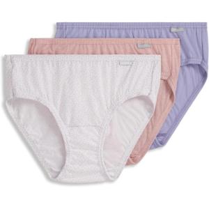 Jockey Women’s Underwear Plus Size 100% Cotton Elance Bikini – 3 Pack(Violet Veil/Coral Mist Heather/Tango Dot)