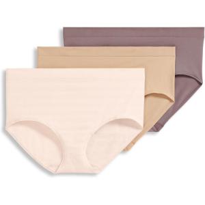Jockey Women’s Underwear Seamfree Brief – 3 Pack(Peach Ice Stripe/Twilight Sands/Light)