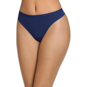Jockey Women’s Underwear Worry Free Cotton Stretch Light Absorbency Thong(Just Past Midnight)