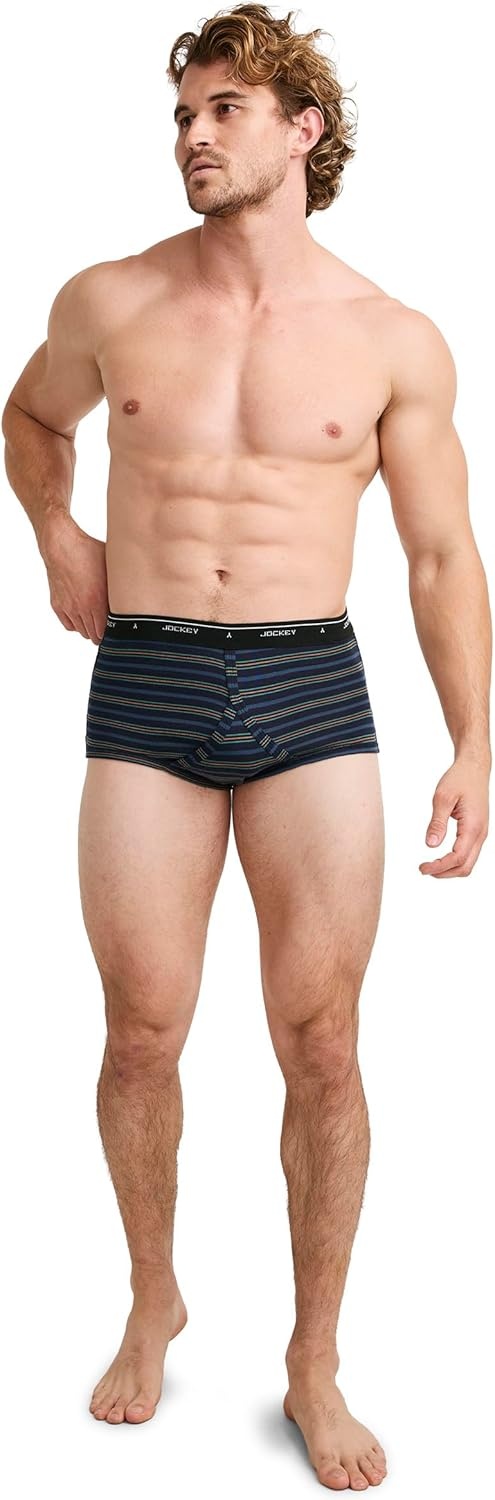 imageJockey Classic Full Rise Brief 3 Pack 100 Cotton Underwear for MenAutumn Stripe