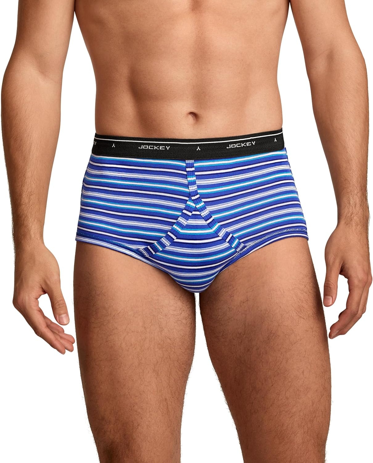 imageJockey Classic Full Rise Brief 3 Pack 100 Cotton Underwear for MenSky Stripe