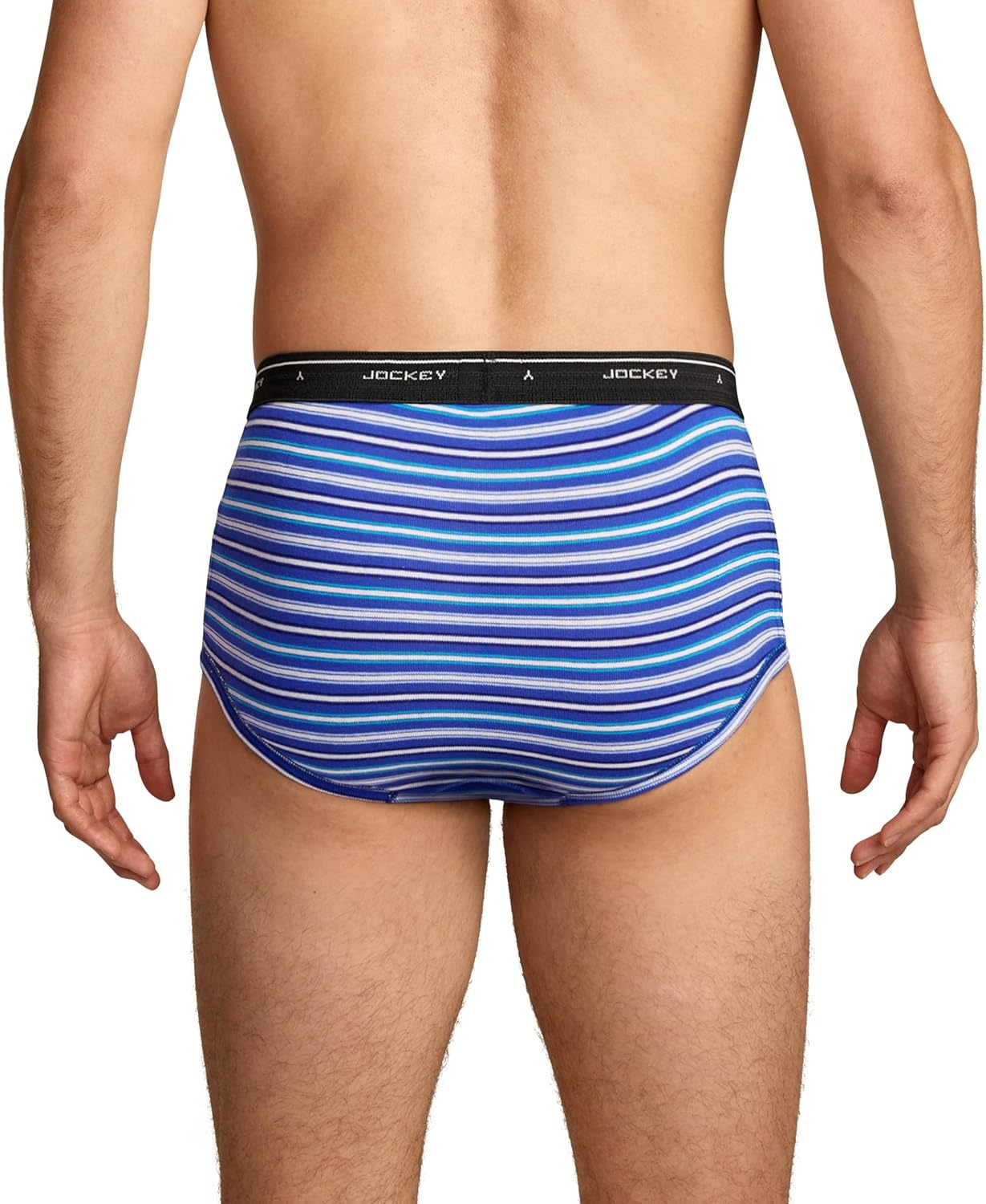 imageJockey Classic Full Rise Brief 3 Pack 100 Cotton Underwear for MenSky Stripe