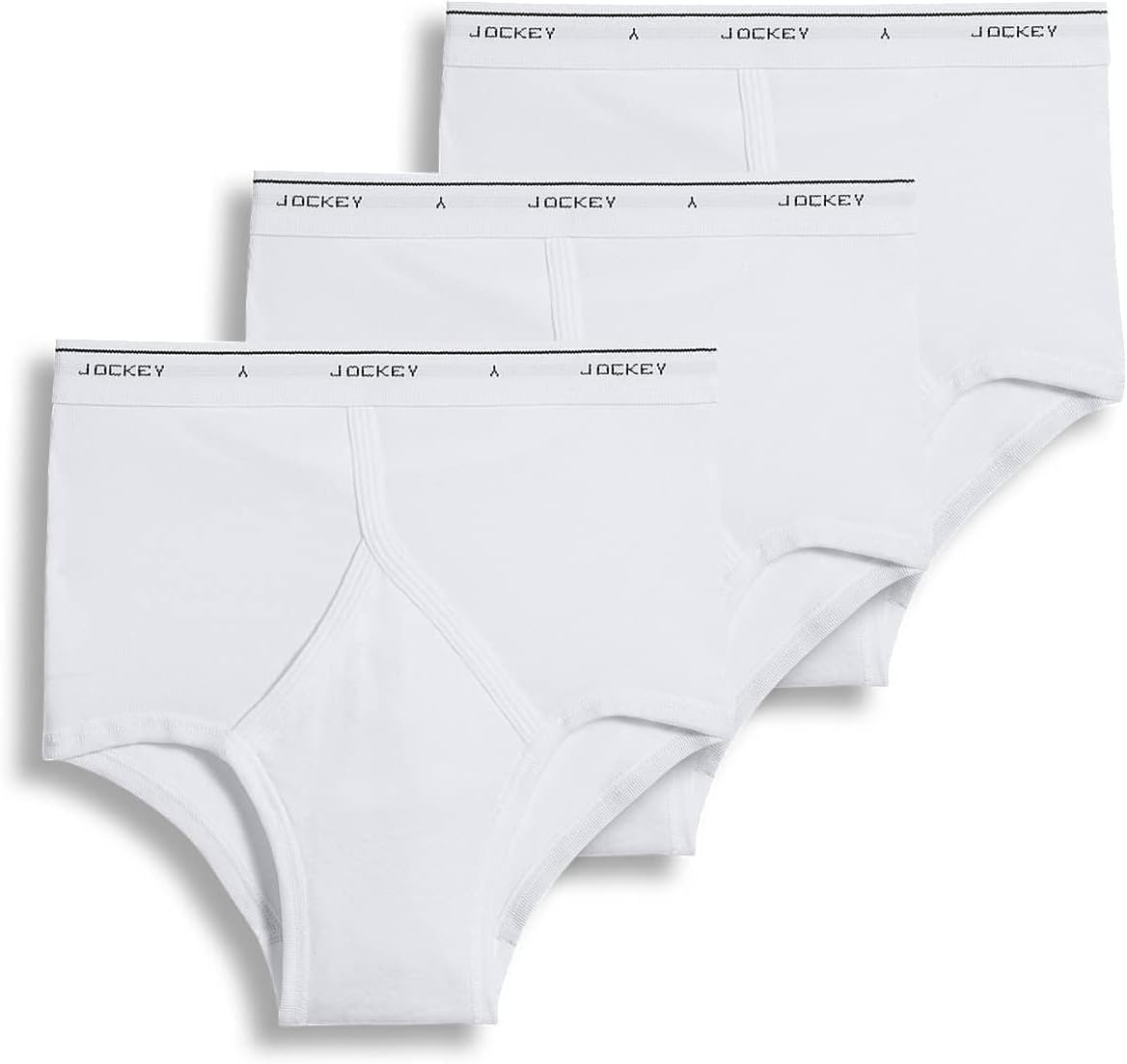 imageJockey Classic Full Rise Brief 3 Pack 100 Cotton Underwear for MenWhite