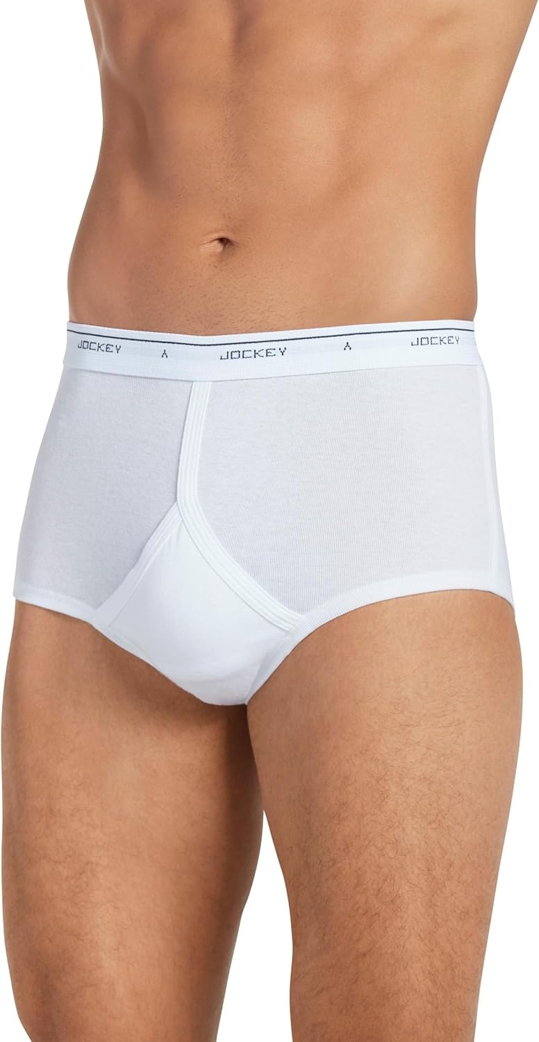 imageJockey Classic Full Rise Brief 3 Pack 100 Cotton Underwear for MenWhite