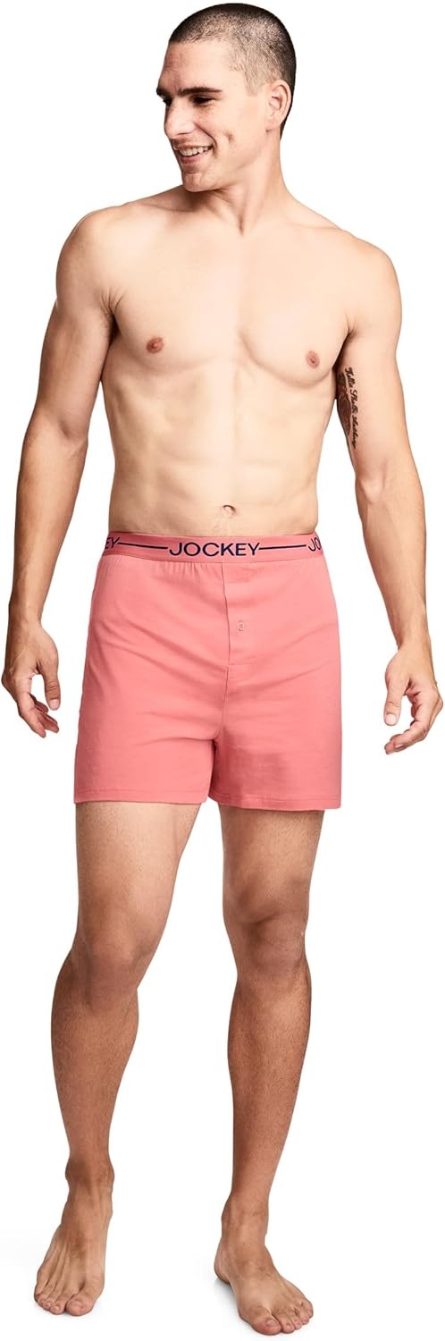 imageJockey Mens Underwear Organic Cotton Stretch 4 BoxerCoral Pink