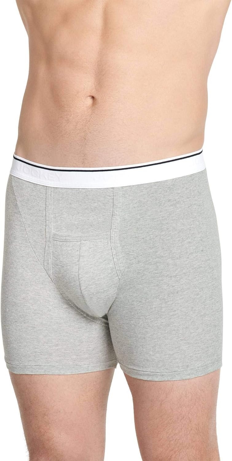 imageJockey Mens Underwear Pouch 5 Boxer Brief 6 PackGrey Heather