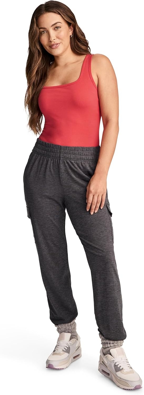 imageJockey Womens Activewear Organic Cotton Stretch Tank Strap Thong BodysuitDragonfruit Red