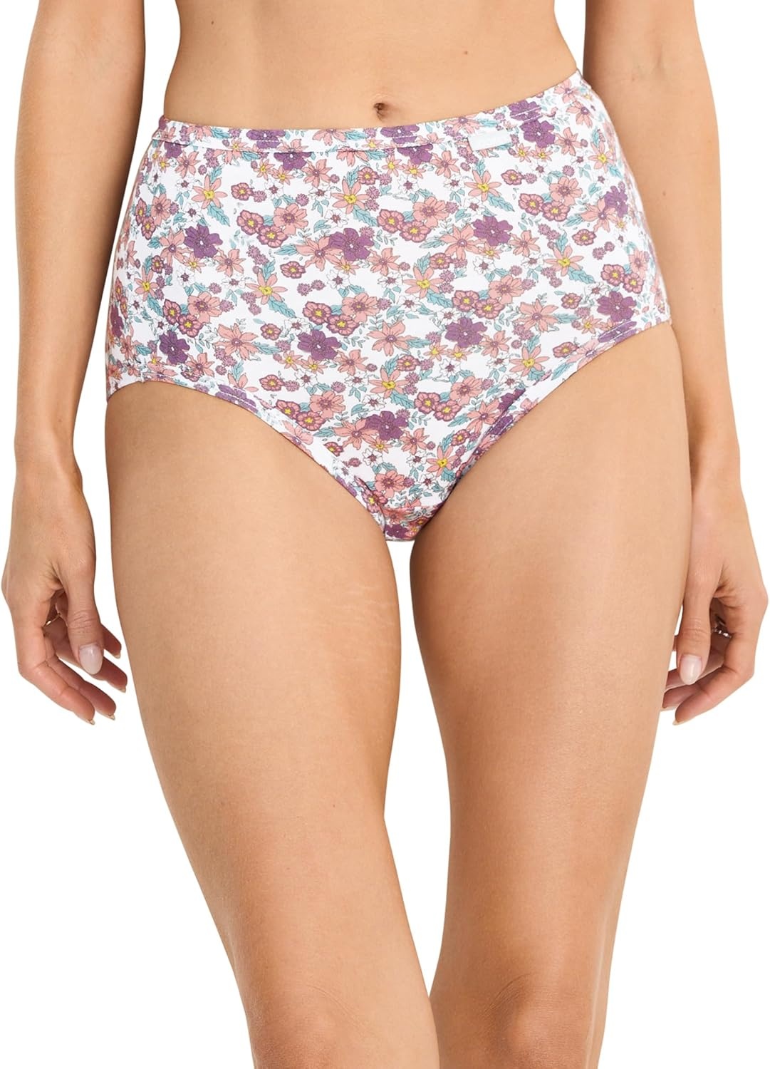 imageJockey Womens Underwear 100 Cotton Elance Brief 3 PackBleachedElissa FloralSilver Plum