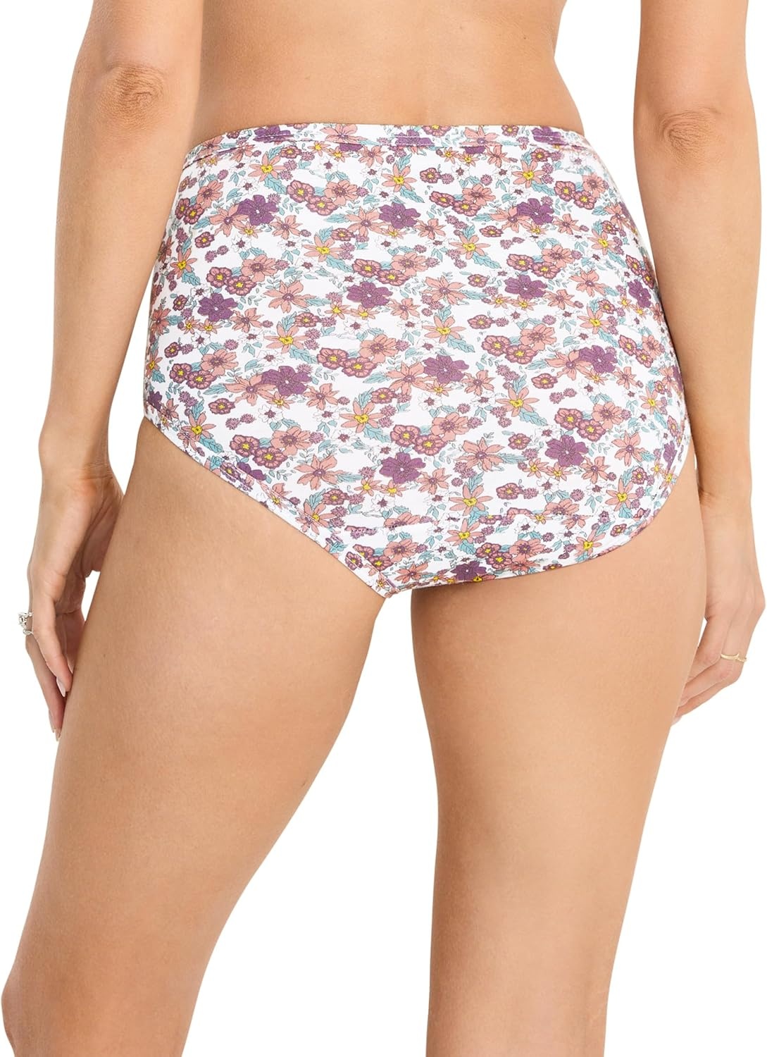 imageJockey Womens Underwear 100 Cotton Elance Brief 3 PackBleachedElissa FloralSilver Plum