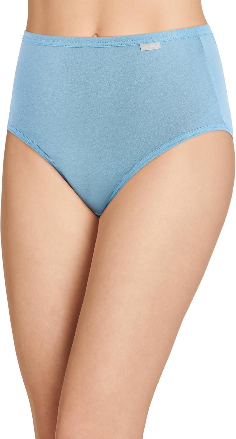 imageJockey Womens Underwear 100 Cotton Elance Brief 3 PackBlue StardustBoardwalk StripeMarina Blue
