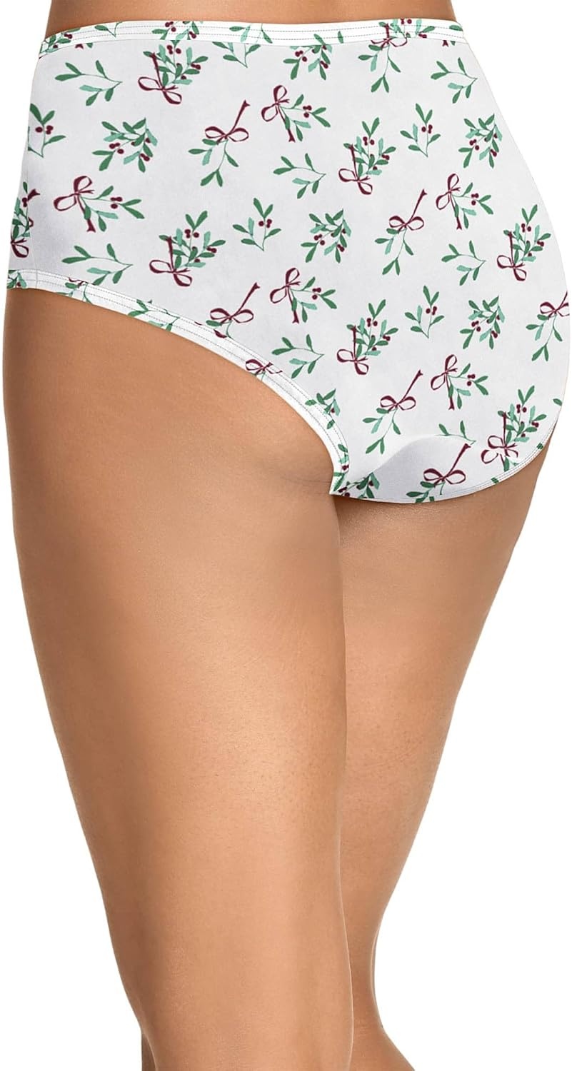 imageJockey Womens Underwear 100 Cotton Elance Brief 3 PackCactus PineSmall Blizzard DotDiamond White Mistletoe