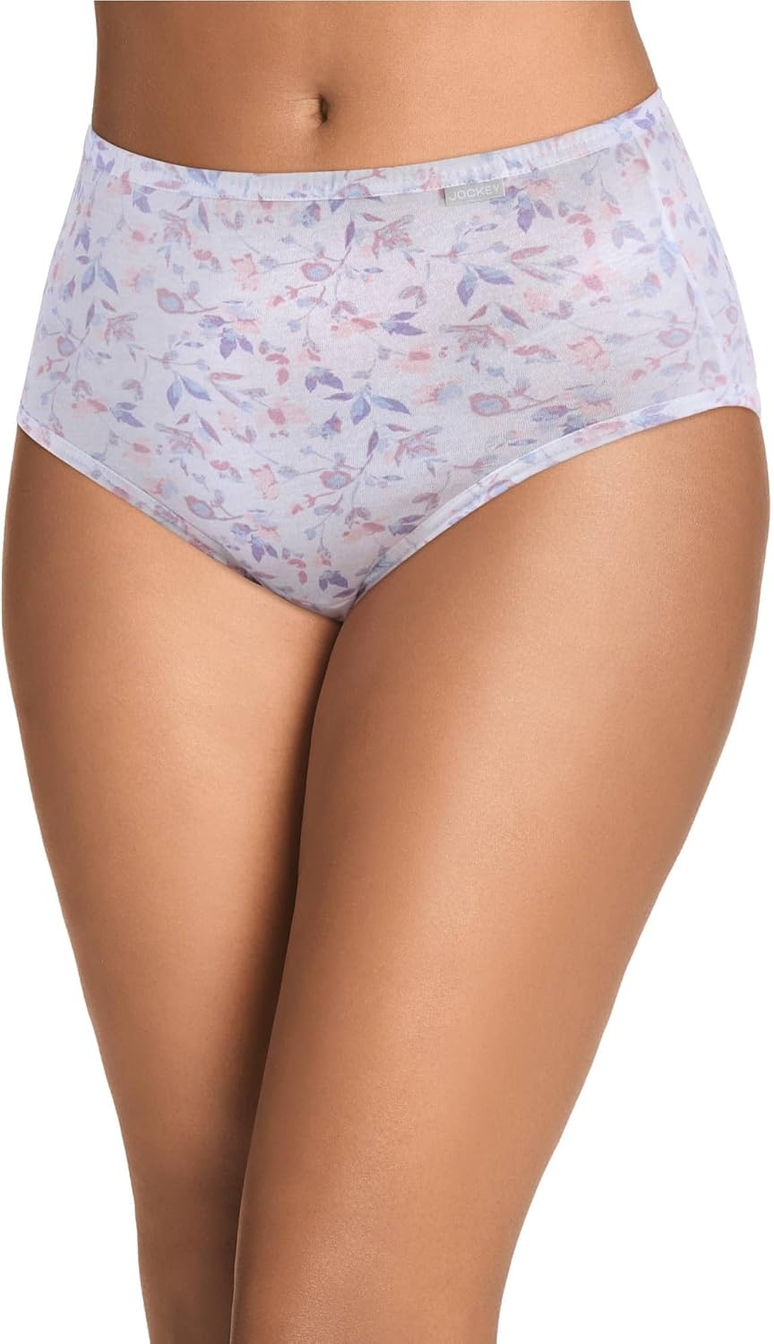 imageJockey Womens Underwear 100 Cotton Elance Brief 3 PackChalky PinkPainted Purple MeadowMajestic Berry