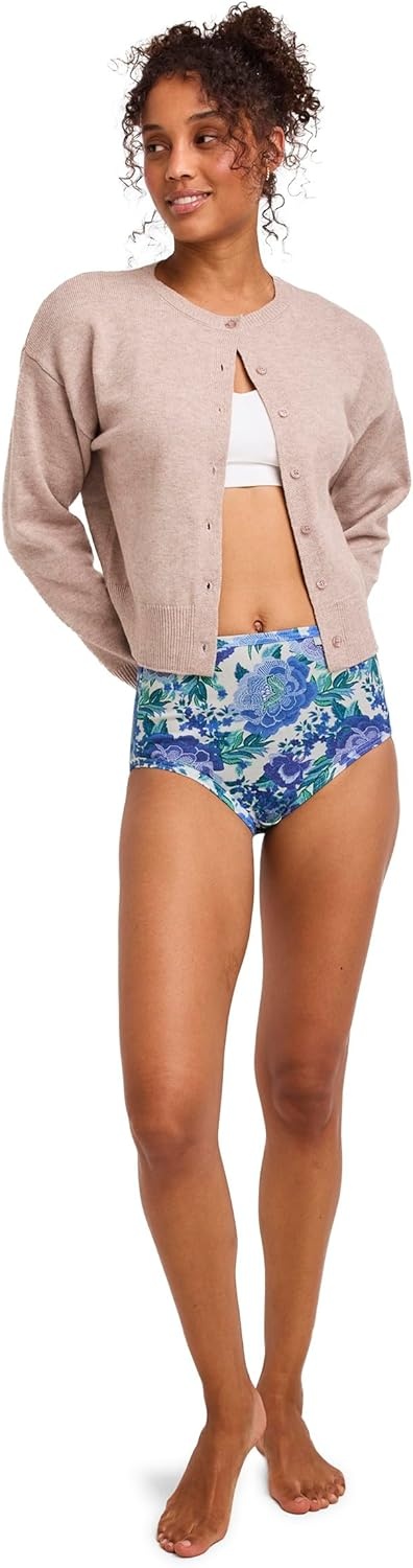 imageJockey Womens Underwear 100 Cotton Elance Brief 3 PackCoveRain StripeLuscious Blue Bloom