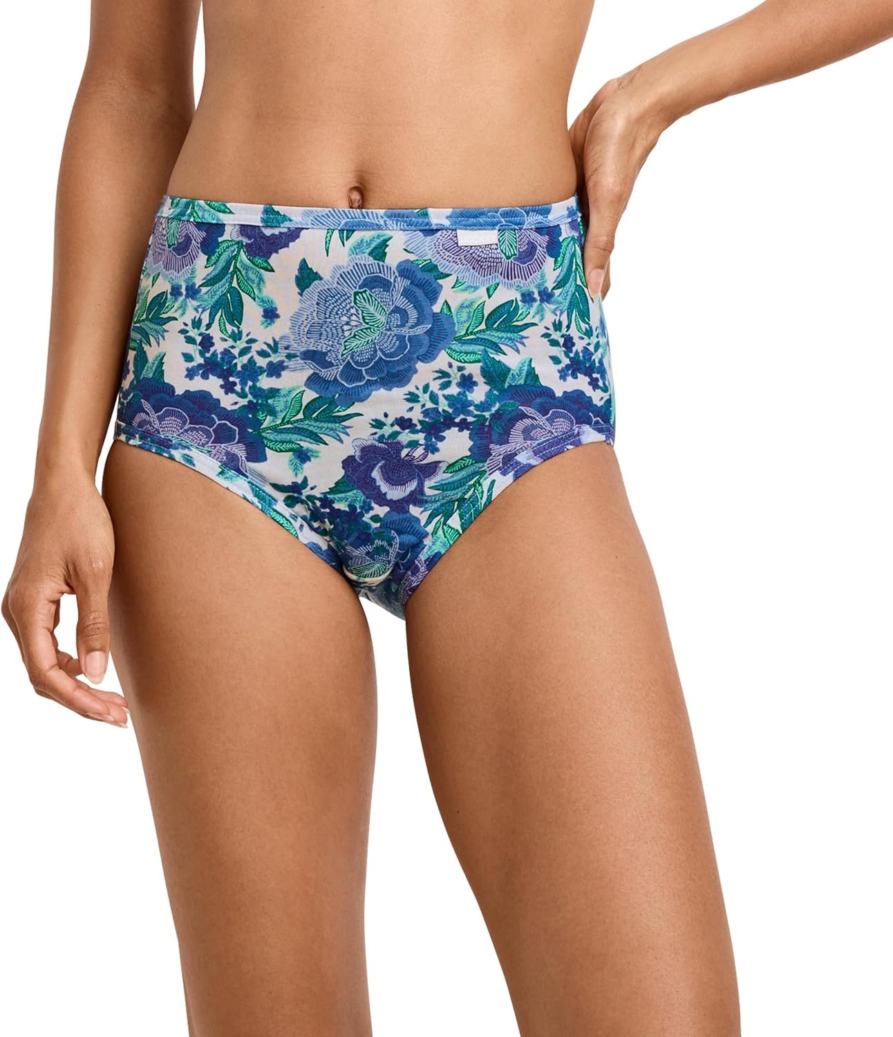 imageJockey Womens Underwear 100 Cotton Elance Brief 3 PackCoveRain StripeLuscious Blue Bloom
