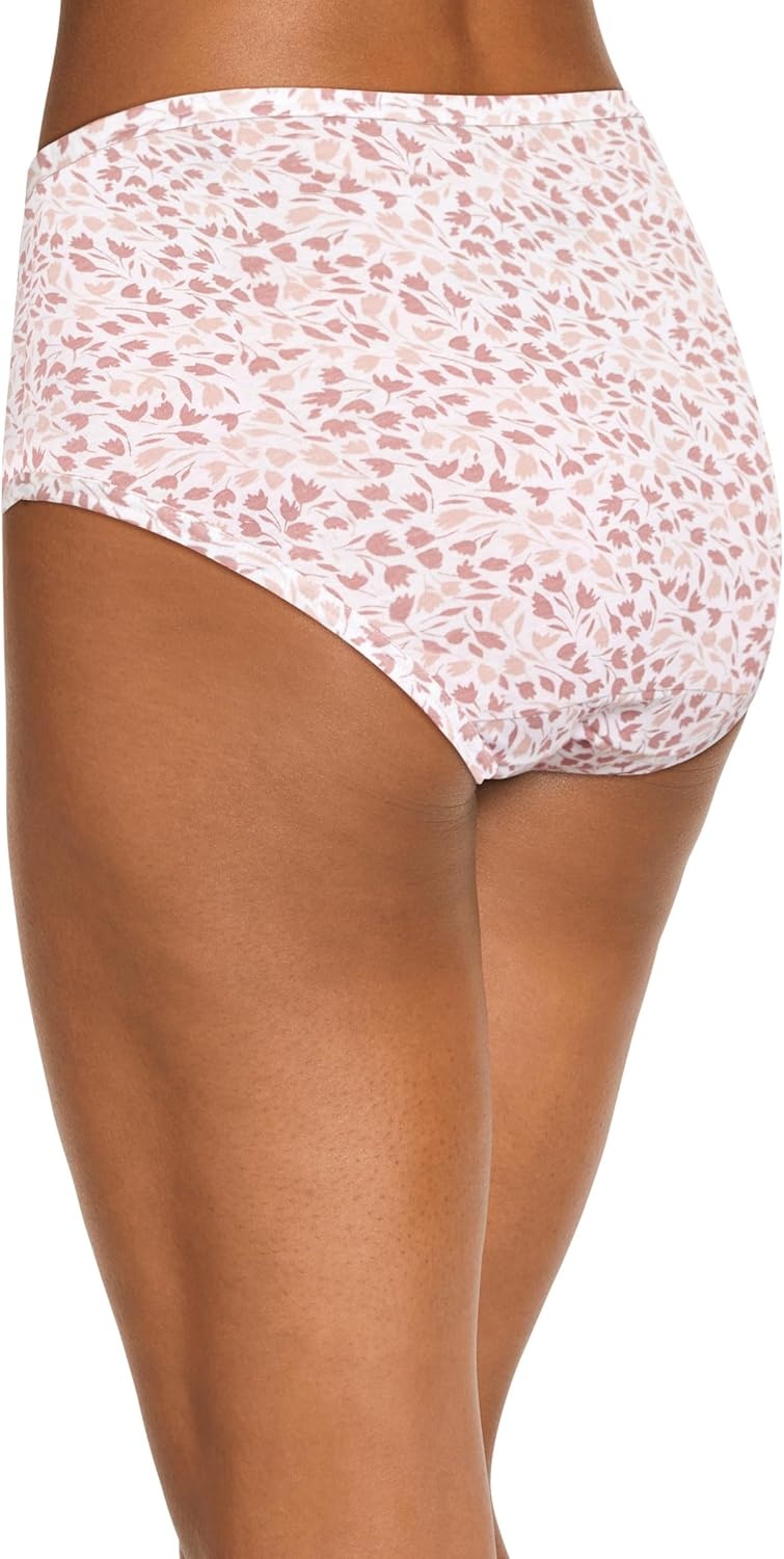 imageJockey Womens Underwear 100 Cotton Elance Brief 3 PackDiamond WhitePrim FloralEarth Rose