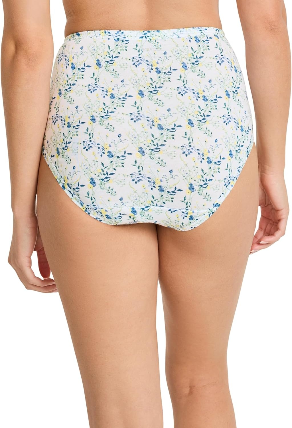 imageJockey Womens Underwear 100 Cotton Elance Brief 3 PackIris BlueTender Yellow StripeDainty White Florals