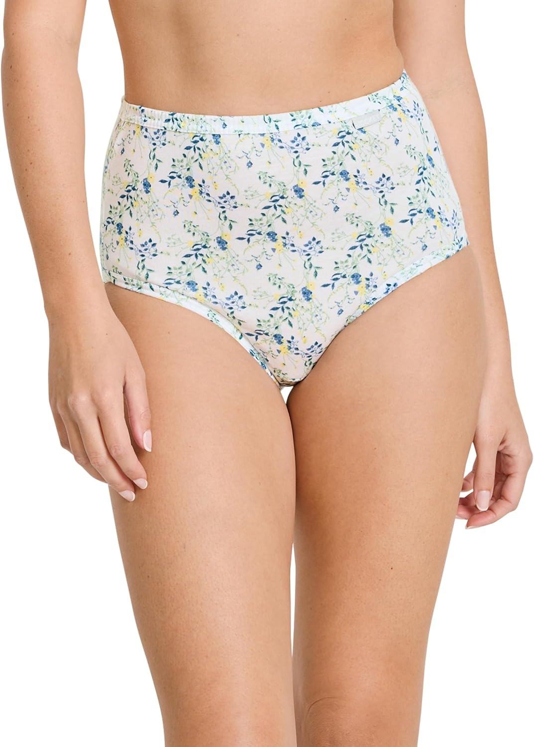 imageJockey Womens Underwear 100 Cotton Elance Brief 3 PackIris BlueTender Yellow StripeDainty White Florals