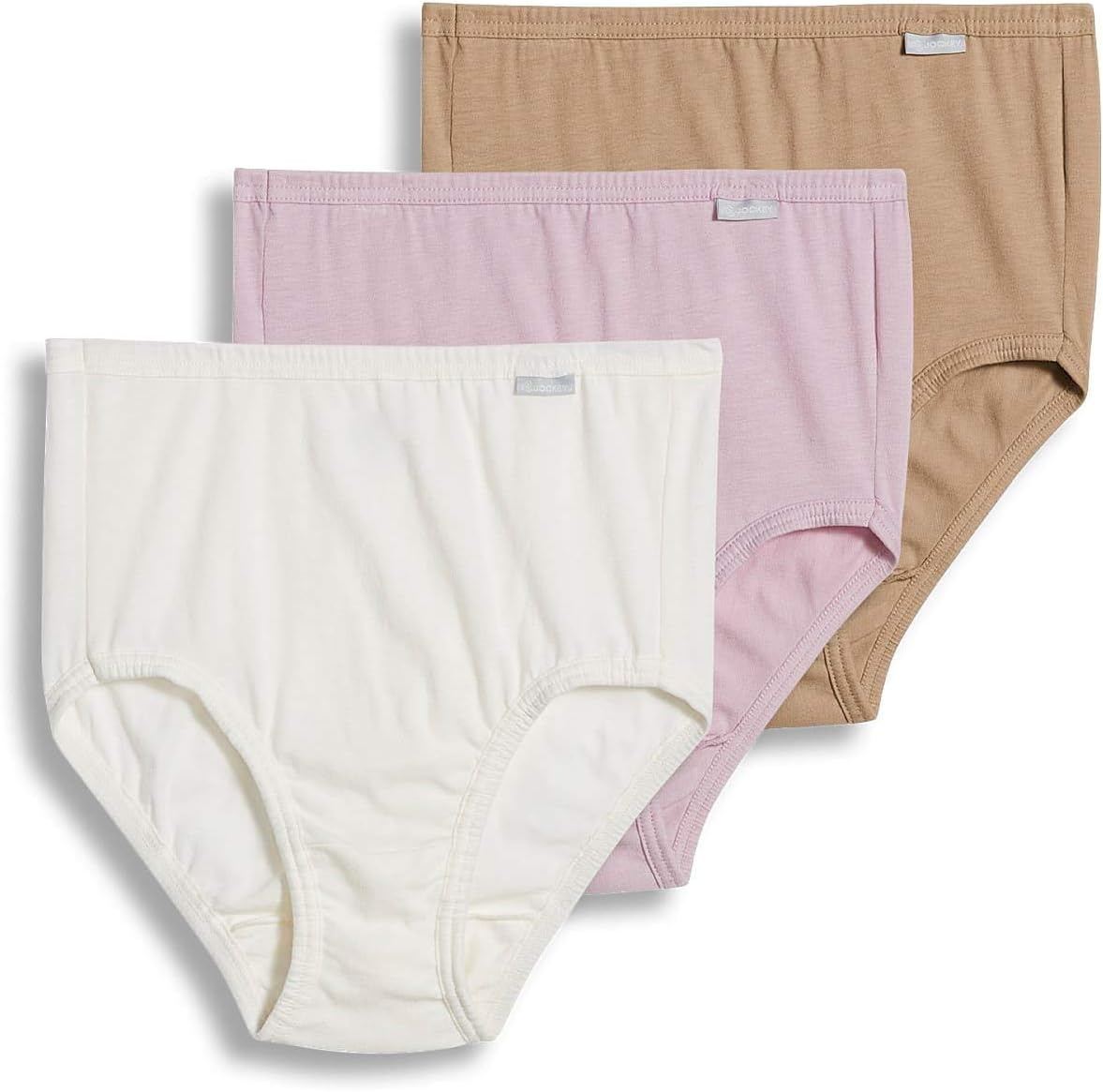 imageJockey Womens Underwear 100 Cotton Elance Brief 3 PackIvoryLightPink Shadow
