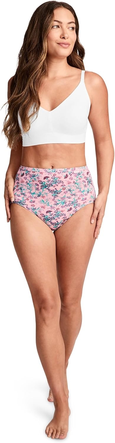 imageJockey Womens Underwear 100 Cotton Elance Brief 3 PackMeadow Bloom