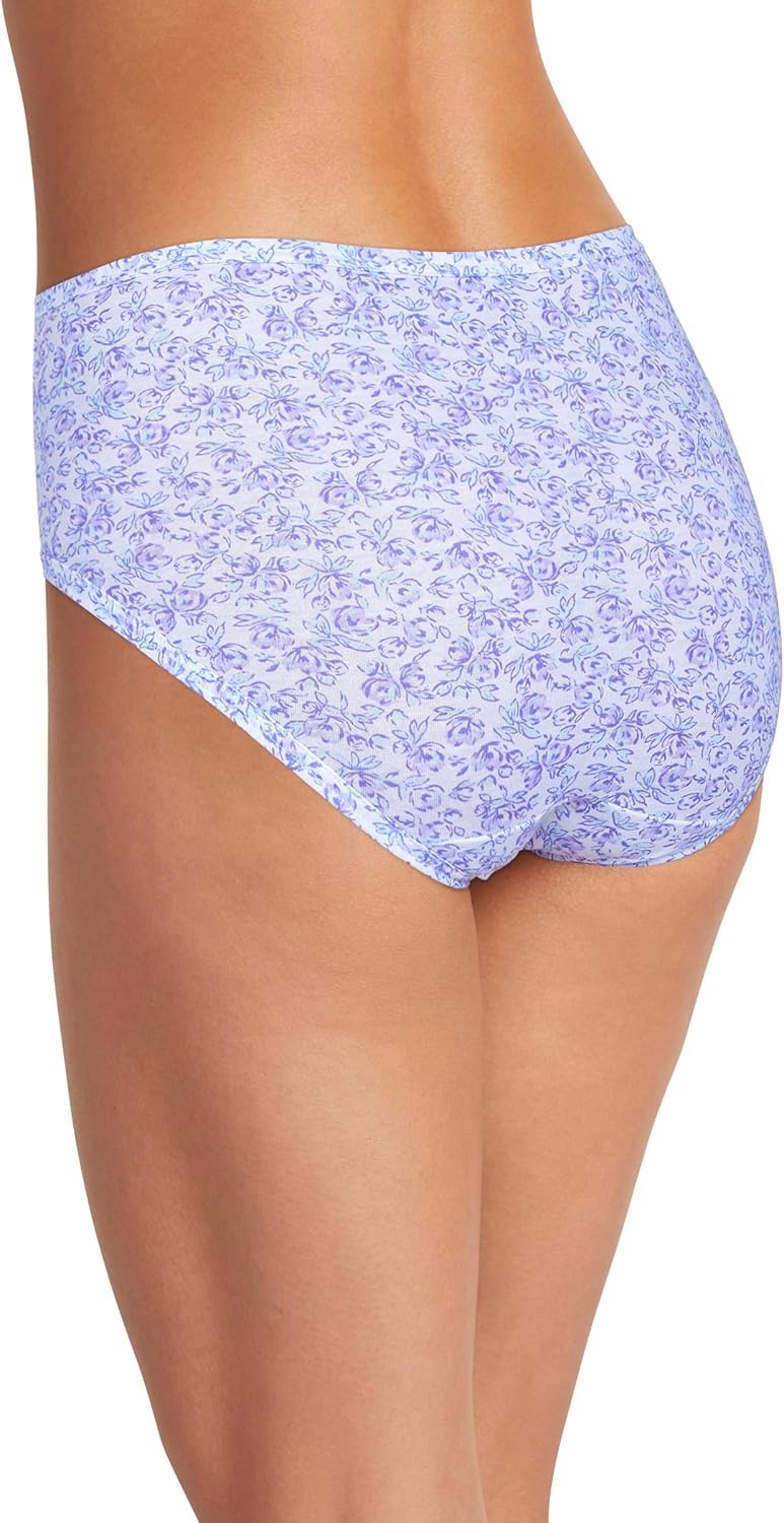 imageJockey Womens Underwear 100 Cotton Elance Brief 3 PackMidnight IrisBouquet BloomFrothy Blue