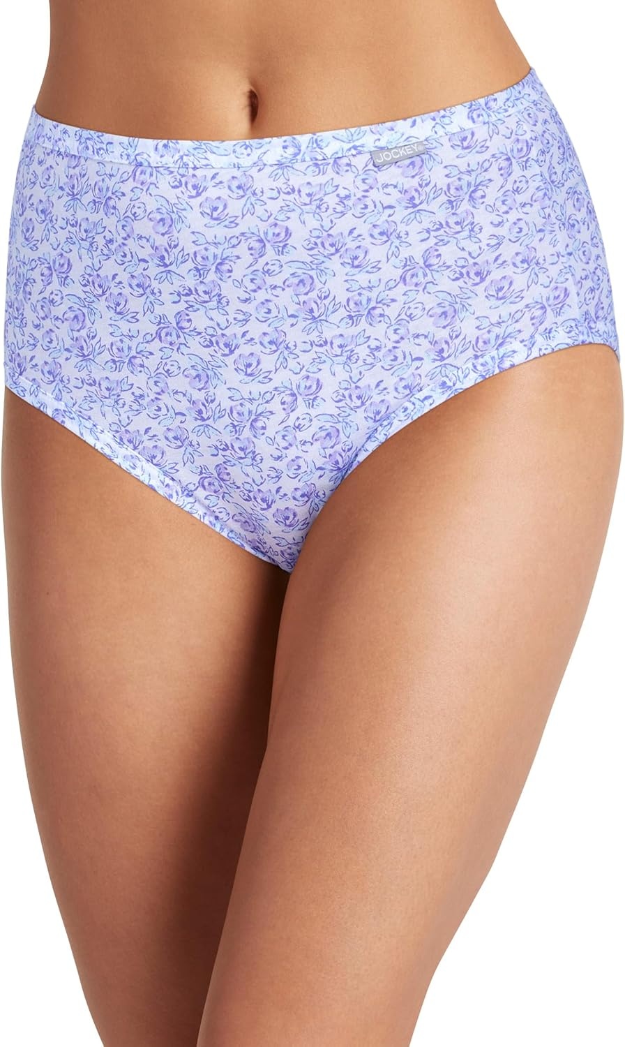 imageJockey Womens Underwear 100 Cotton Elance Brief 3 PackMidnight IrisBouquet BloomFrothy Blue