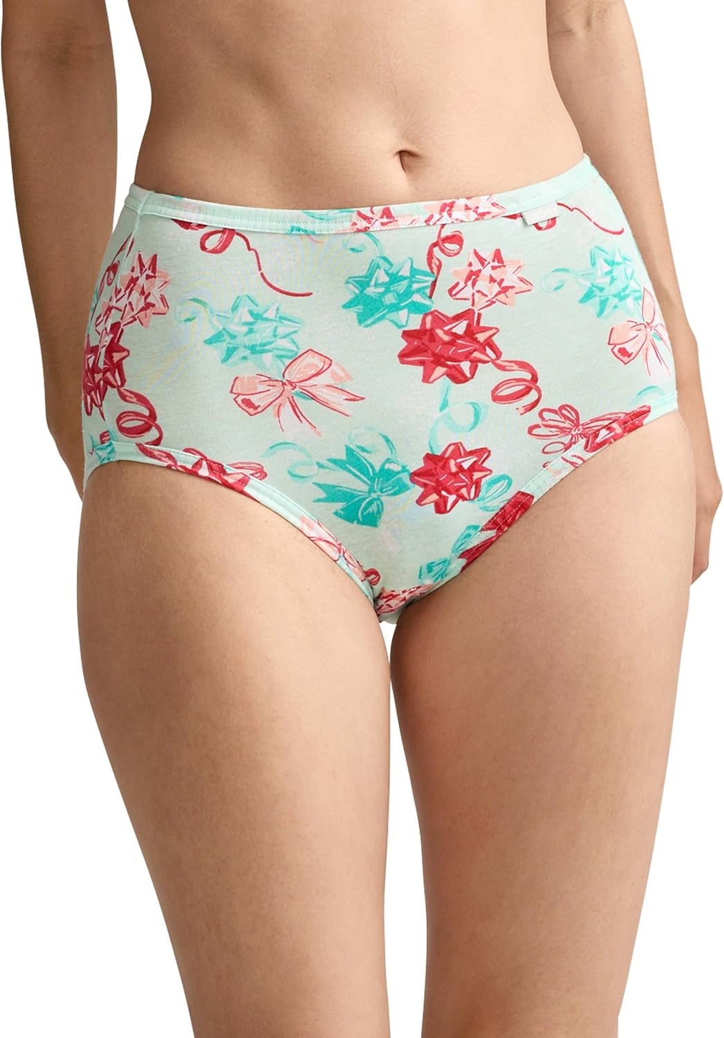 imageJockey Womens Underwear 100 Cotton Elance Brief 3 PackRed Holiday Bow