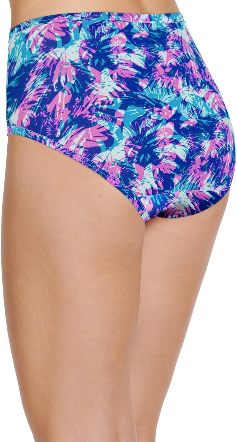imageJockey Womens Underwear 100 Cotton Elance Brief 3 PackSoftest TealBelvedere Violet StripeTropical Burst