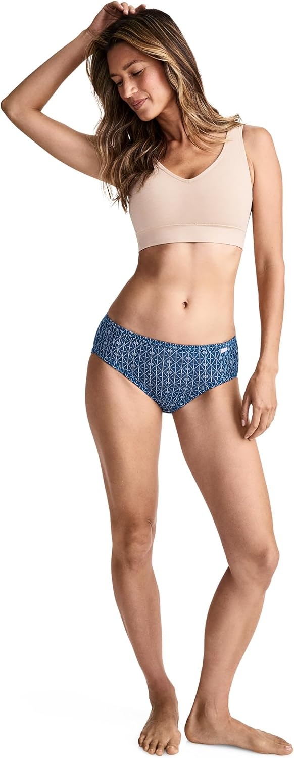 imageJockey Womens Underwear Plus Size 100 Cotton Elance Bikini 6 PackFlower Grid
