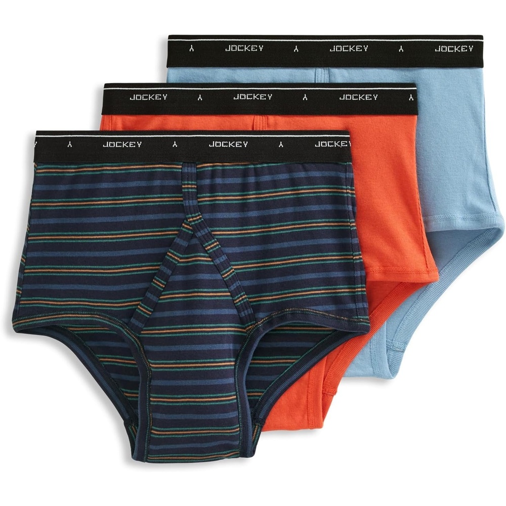 imageJockey Classic Full Rise Brief 3 Pack 100 Cotton Underwear for MenAutumn Stripe