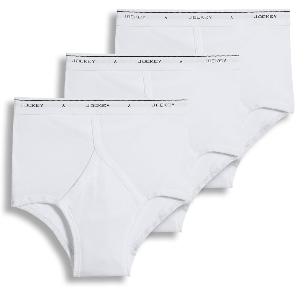 imageJockey Classic Full Rise Brief 3 Pack  100 Cotton Underwear for MenDiamond White