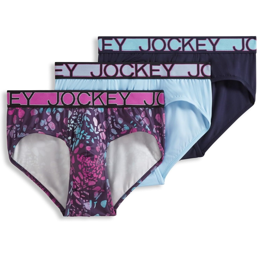 imageJockey Mens Underwear Active Microfiber Brief 3 PackWander Blue