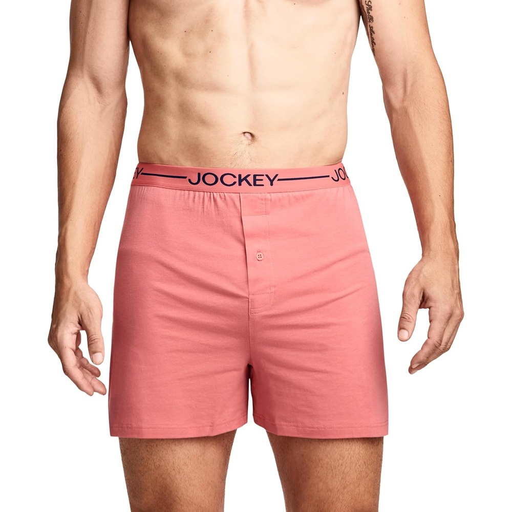 imageJockey Mens Underwear Organic Cotton Stretch 4 BoxerCoral Pink