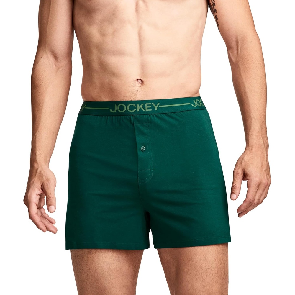 imageJockey Mens Underwear Organic Cotton Stretch 4 BoxerDark Fern