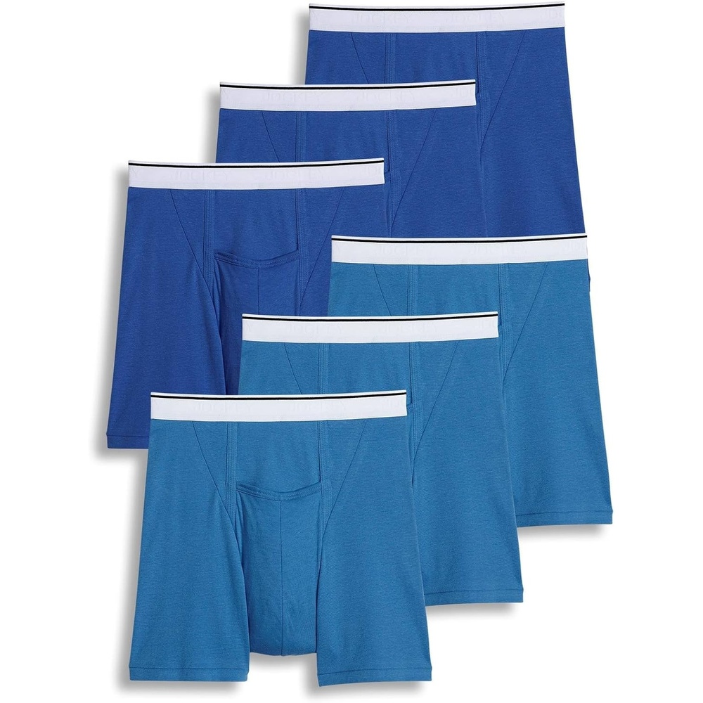 imageJockey Mens Underwear Pouch 5 Boxer Brief 6 PackBlue SpringJust Blue