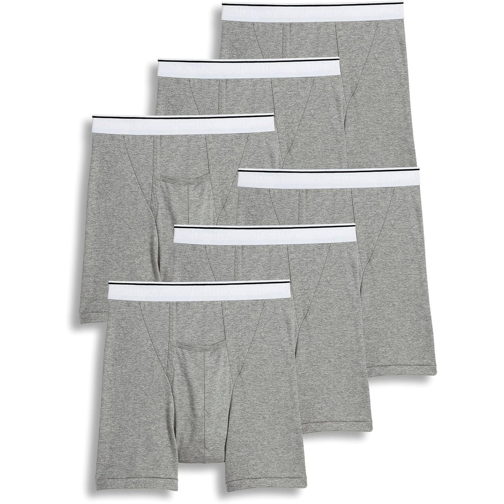 imageJockey Mens Underwear Pouch 5 Boxer Brief 6 PackGrey Heather
