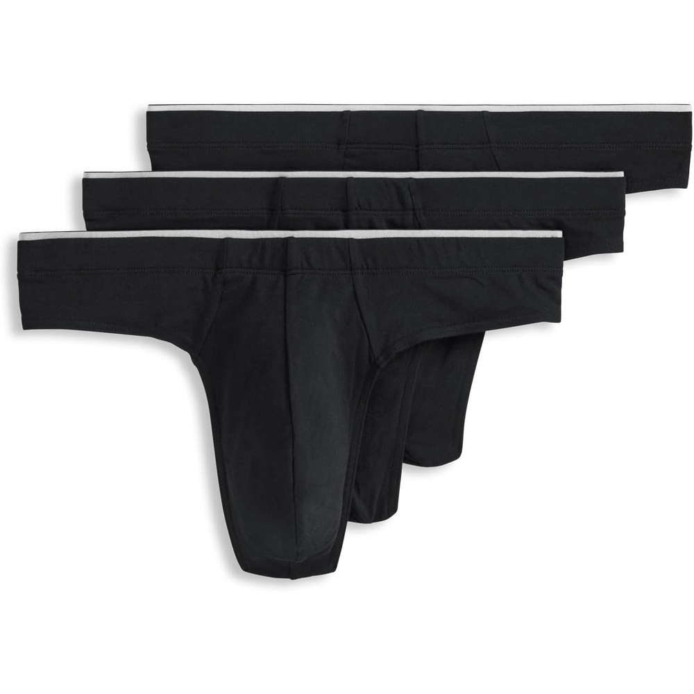 imageJockey Mens Underwear True Style Thong 3 PackBlack