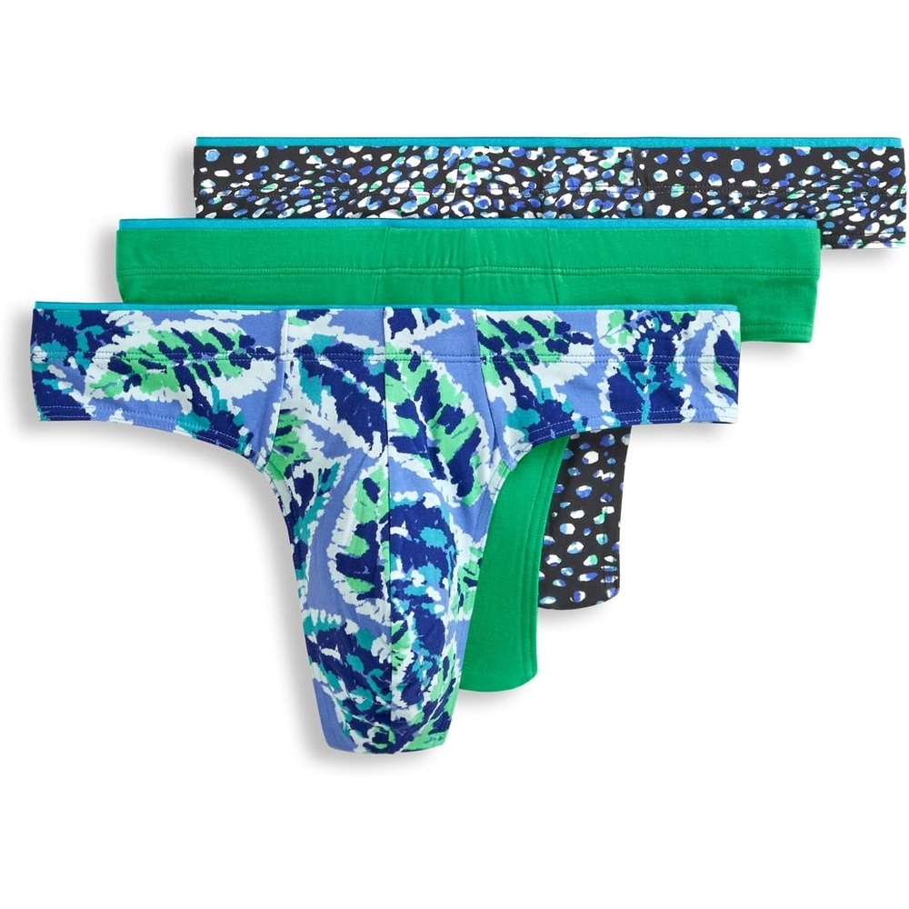 imageJockey Mens Underwear True Style Thong 3 PackDrawn Leaves