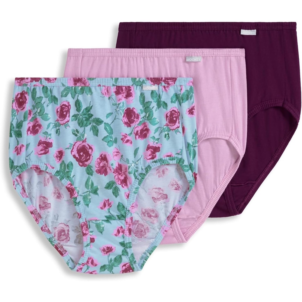 imageJockey Womens Underwear 100 Cotton Elance Brief 3 PackBlushberry
