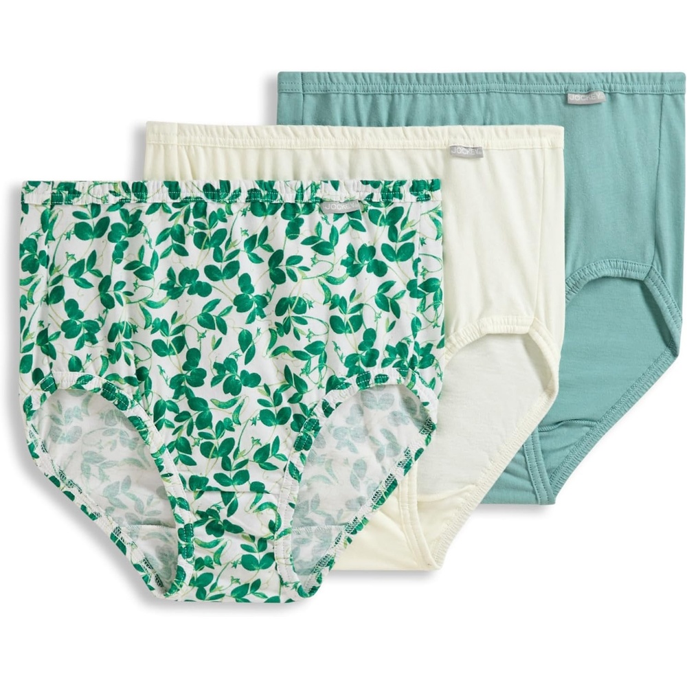 imageJockey Womens Underwear 100 Cotton Elance Brief 3 PackBotanical Sage