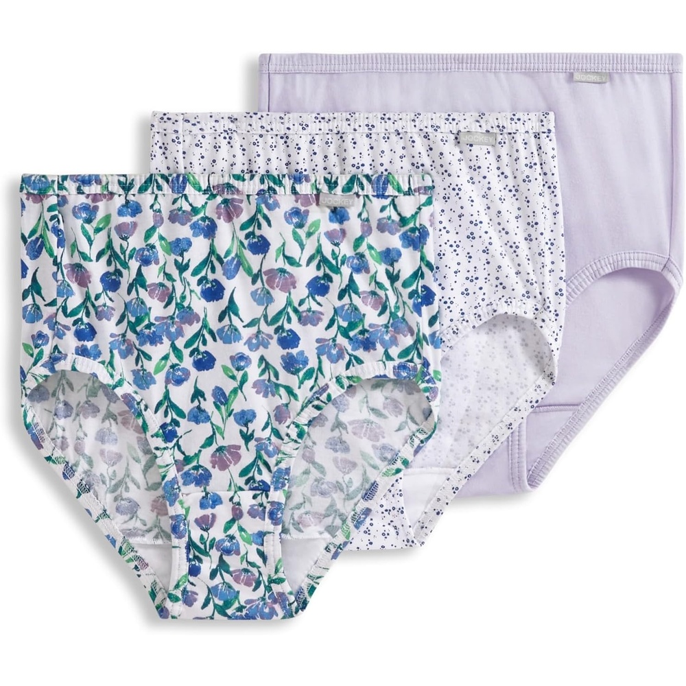 imageJockey Womens Underwear 100 Cotton Elance Brief 3 PackFlower Fields