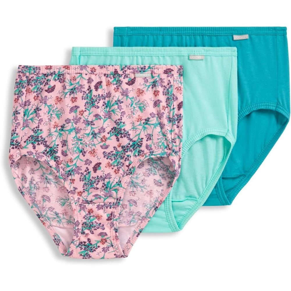 imageJockey Womens Underwear 100 Cotton Elance Brief 3 PackMeadow Bloom