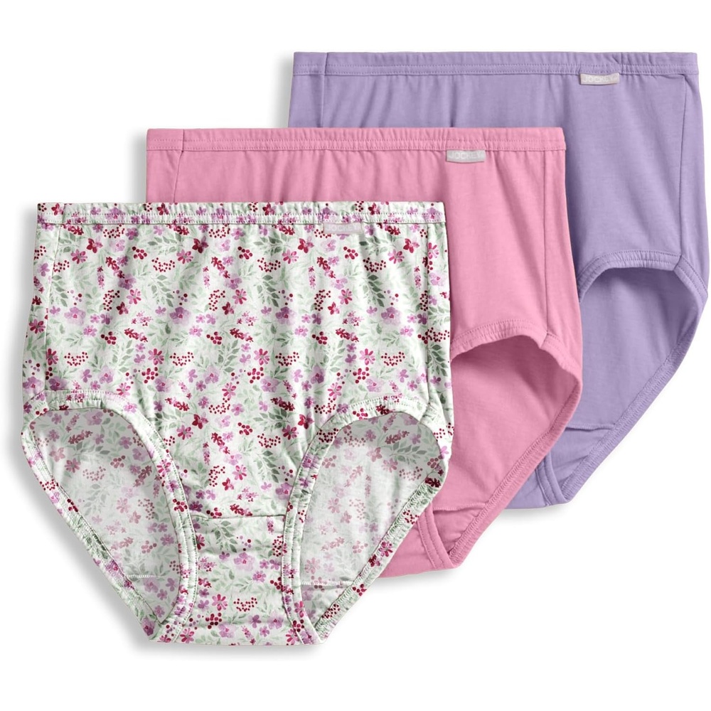 imageJockey Womens Underwear 100 Cotton Elance Brief 3 PackPressed Petals