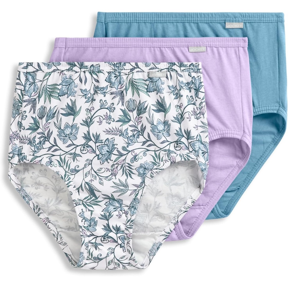 imageJockey Womens Underwear 100 Cotton Elance Brief 3 PackWyndham Floral