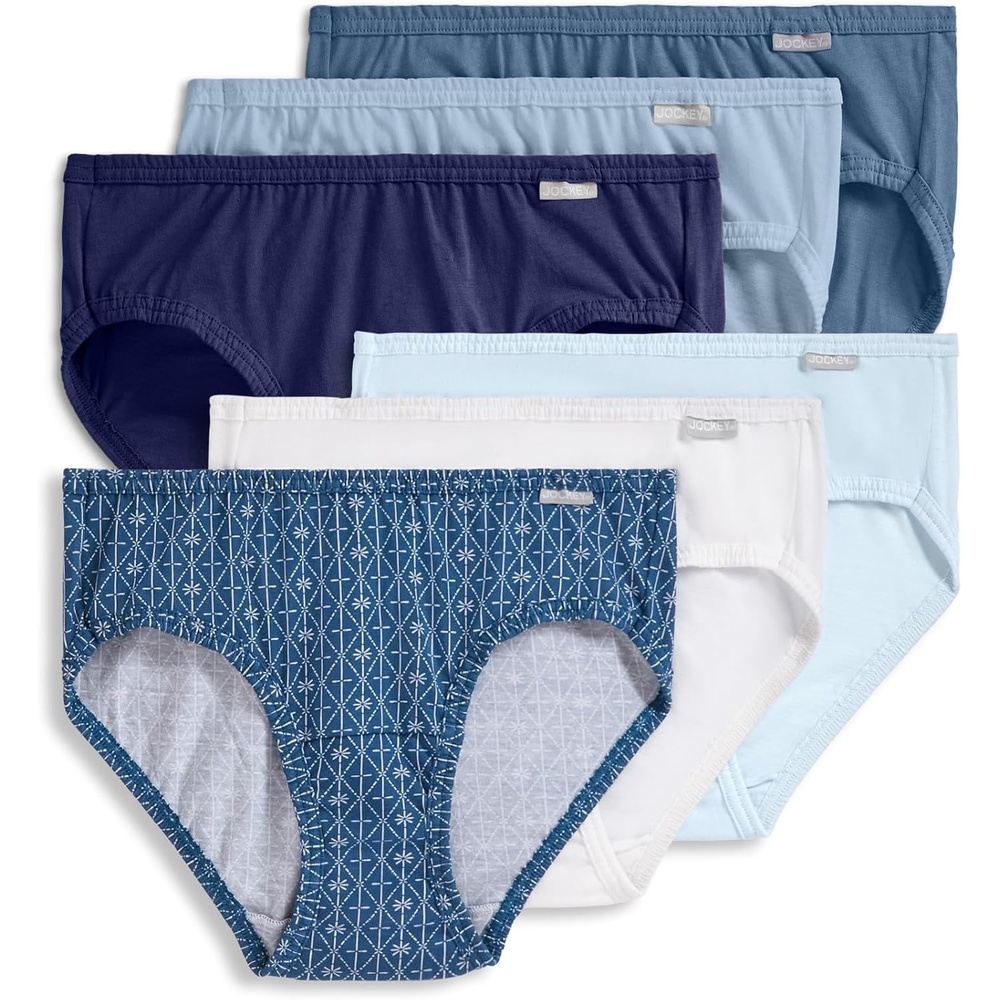 imageJockey Womens Underwear Plus Size 100 Cotton Elance Bikini 6 PackFlower Grid