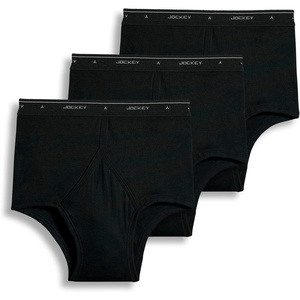 Jockey Classic Full Rise Brief- 3 Pack – 100% Cotton Underwear for Men(Black)