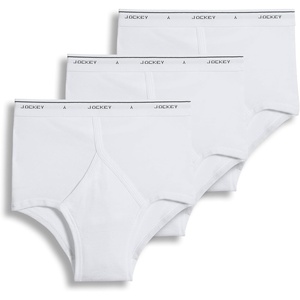 Jockey Classic Full Rise Brief- 3 Pack – 100% Cotton Underwear for Men(Diamond White)