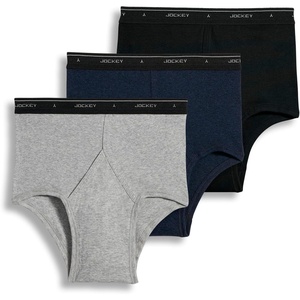 Jockey Classic Full Rise Brief- 3 Pack – 100% Cotton Underwear for Men(Grey Heather/Denim/Black)