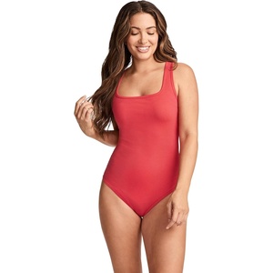 Jockey Women’s Activewear Organic Cotton Stretch Tank Strap Thong Bodysuit(Dragonfruit Red)