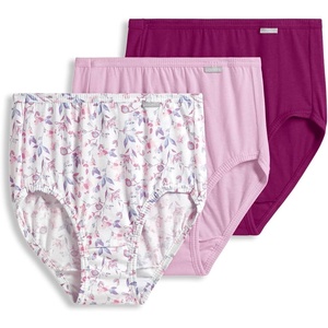 Jockey Women’s Underwear 100% Cotton Elance Brief – 3 Pack(Chalky Pink/Painted Purple Meadow/Majestic Berry)