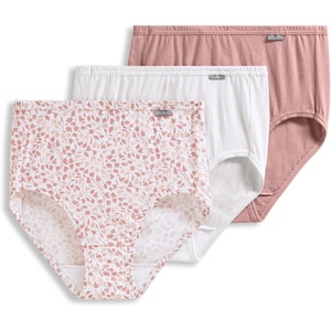 Jockey Women’s Underwear 100% Cotton Elance Brief – 3 Pack(Diamond White/Prim Floral/Earth Rose)